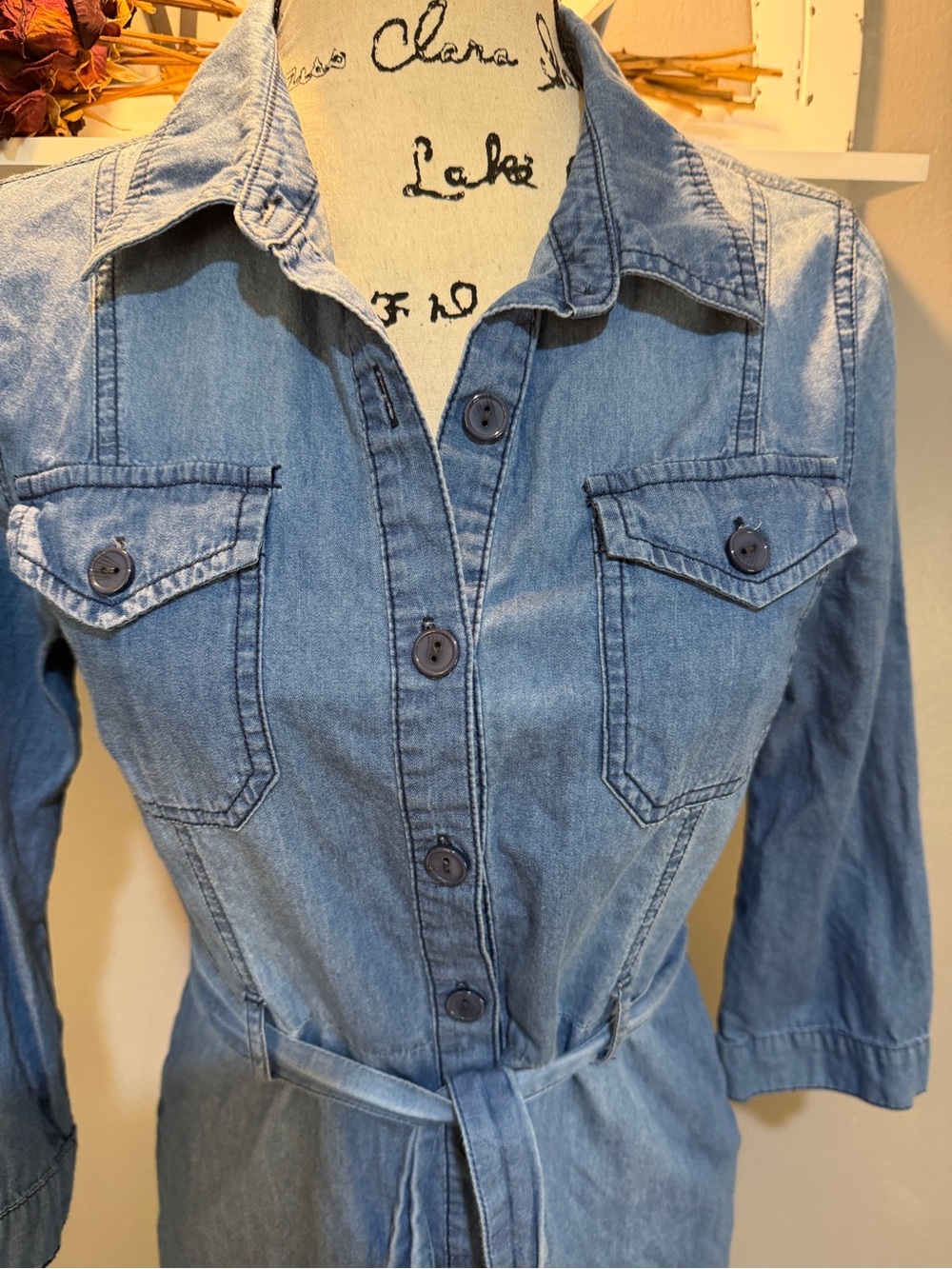 CI SONO Denim Shirt Dress in Light Blue Wash Sz S - Picture 2 of 7